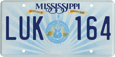 MS license plate LUK164