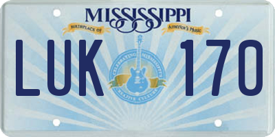 MS license plate LUK170