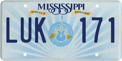 MS license plate LUK171