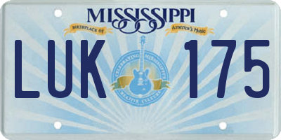 MS license plate LUK175