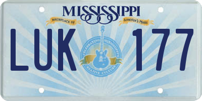 MS license plate LUK177