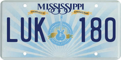 MS license plate LUK180