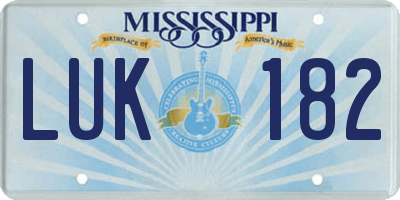 MS license plate LUK182