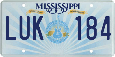MS license plate LUK184