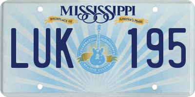 MS license plate LUK195