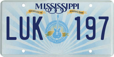 MS license plate LUK197