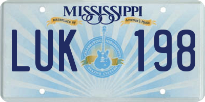 MS license plate LUK198