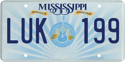 MS license plate LUK199