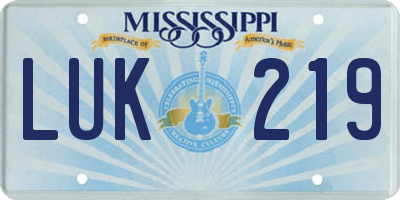 MS license plate LUK219