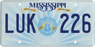 MS license plate LUK226