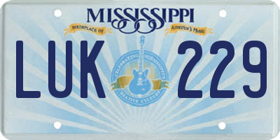 MS license plate LUK229