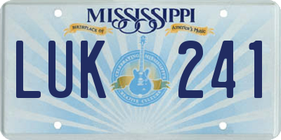 MS license plate LUK241