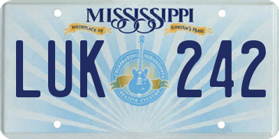 MS license plate LUK242