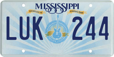 MS license plate LUK244