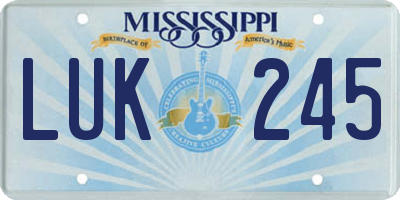 MS license plate LUK245