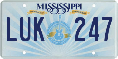 MS license plate LUK247