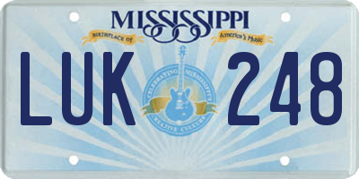 MS license plate LUK248