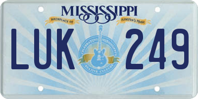 MS license plate LUK249