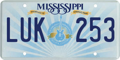 MS license plate LUK253