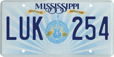 MS license plate LUK254