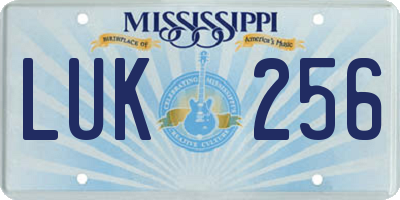 MS license plate LUK256