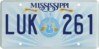 MS license plate LUK261