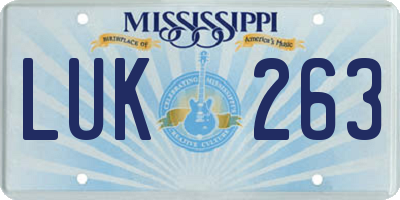MS license plate LUK263