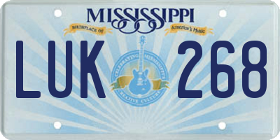 MS license plate LUK268