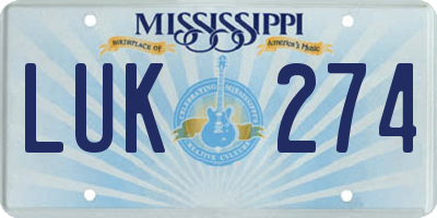 MS license plate LUK274