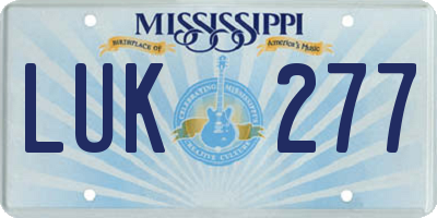 MS license plate LUK277