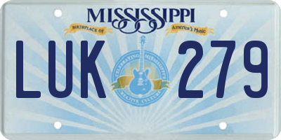 MS license plate LUK279
