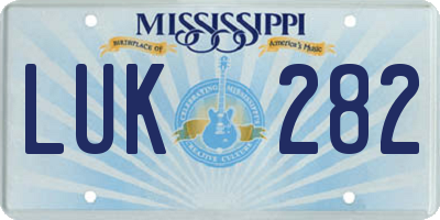 MS license plate LUK282