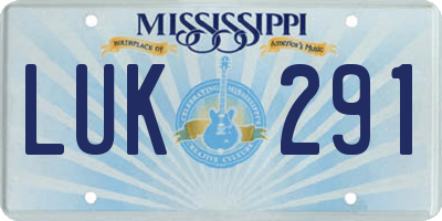 MS license plate LUK291