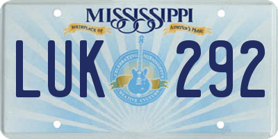 MS license plate LUK292