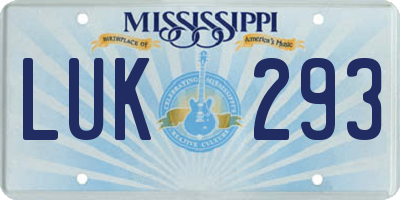 MS license plate LUK293