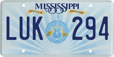 MS license plate LUK294