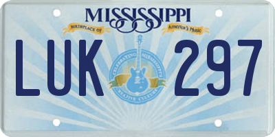 MS license plate LUK297
