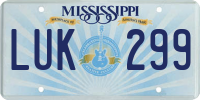 MS license plate LUK299