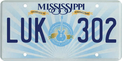 MS license plate LUK302