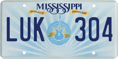 MS license plate LUK304