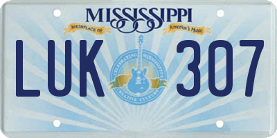 MS license plate LUK307