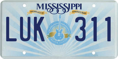 MS license plate LUK311