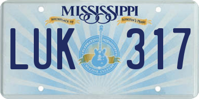 MS license plate LUK317