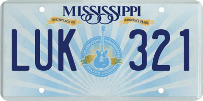 MS license plate LUK321