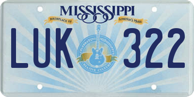 MS license plate LUK322