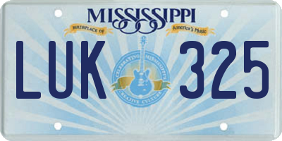 MS license plate LUK325