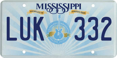MS license plate LUK332
