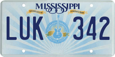 MS license plate LUK342