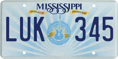 MS license plate LUK345