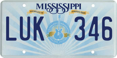 MS license plate LUK346